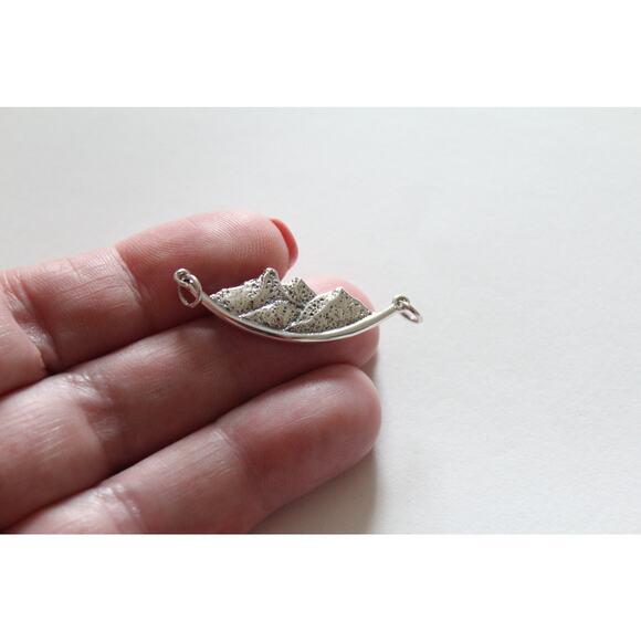 Sterling Silver Mountain Pendant, Mountain Scene Pendant Charm, Mountain Charm - Picture 2 of 6